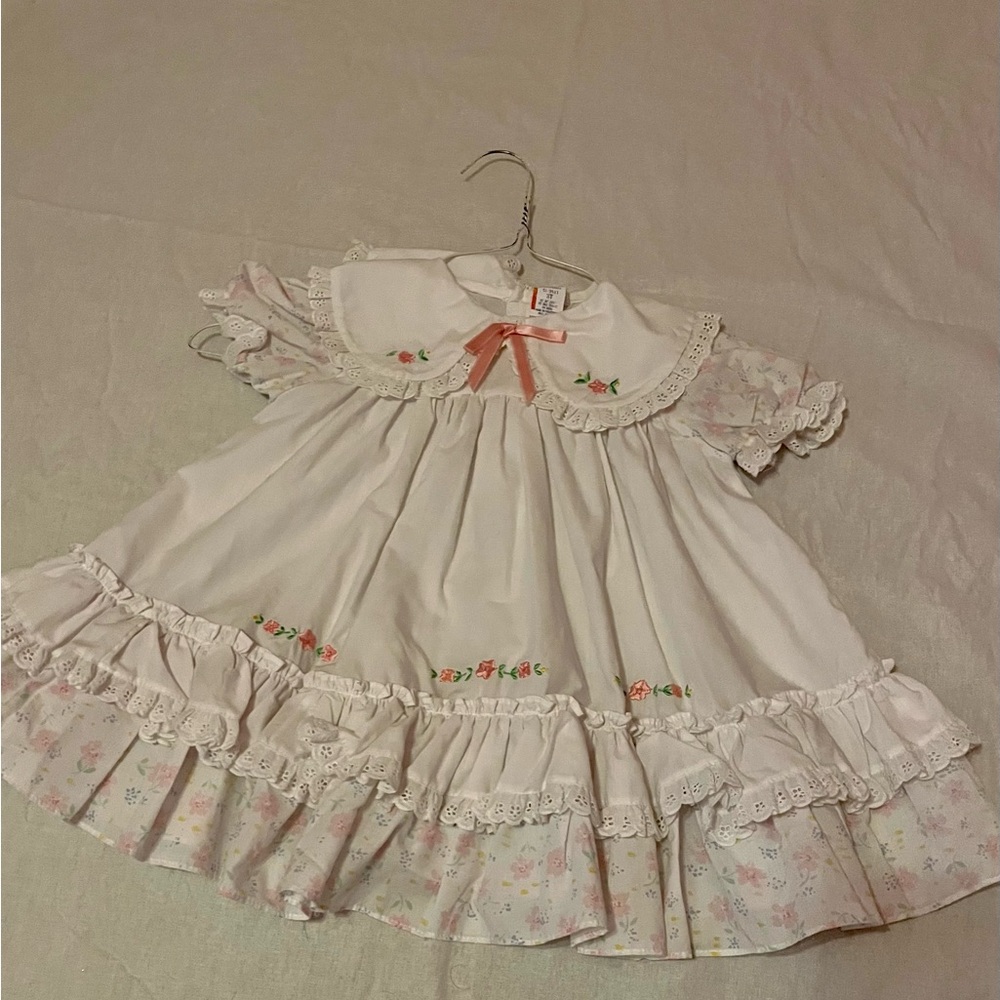 Adorable White Dress with Floral Accents